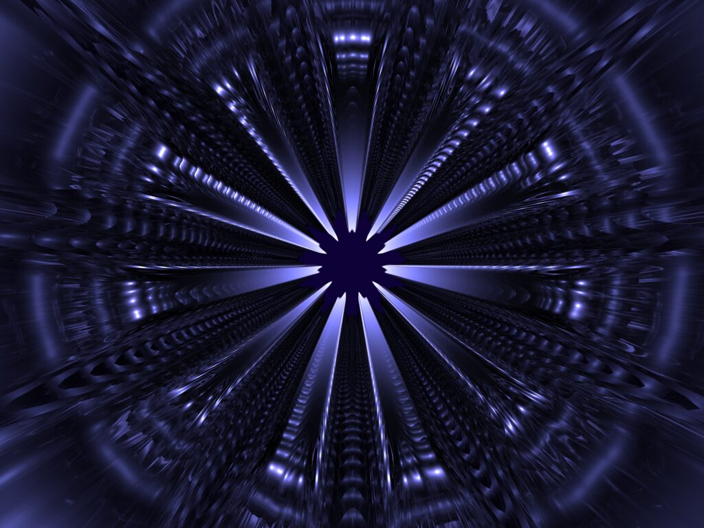 Futuristic Luminous Sphere Wallpaper on Dark Purple Background