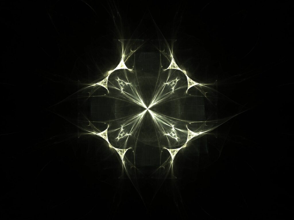 Intricate Geometric Wallpaper: Luminous Symmetry on Dark Background