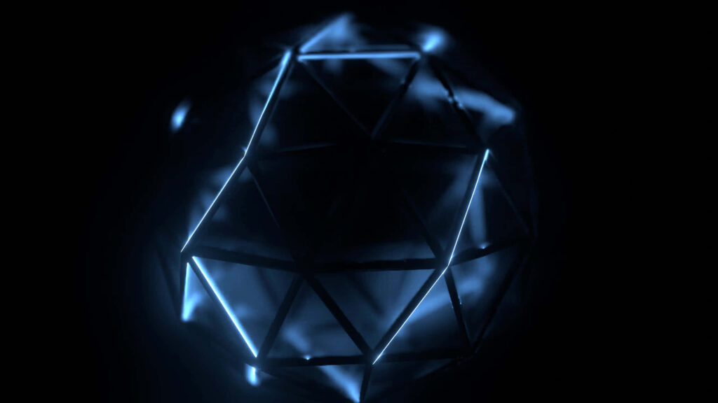 Mesmerizing Blue Geometric Wallpaper Against Dark Background