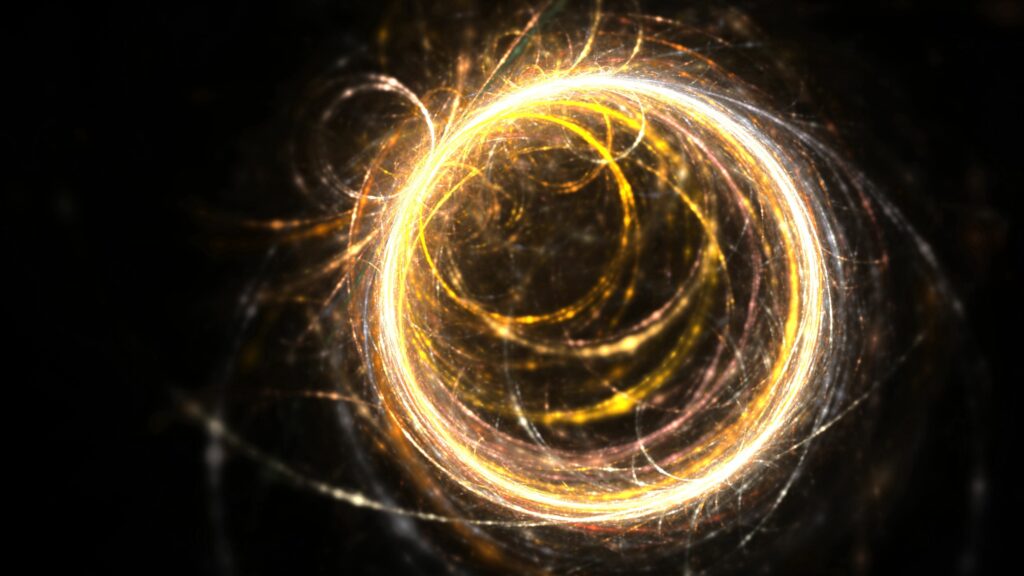 Stunning 3840x2160 Glowing Fractal Wallpaper with Golden Circles