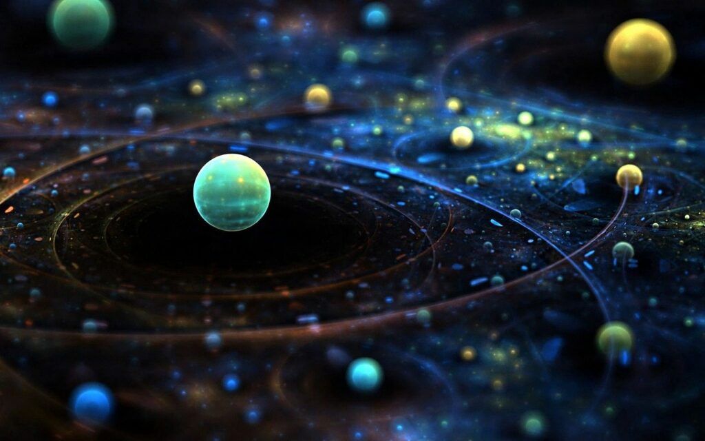 Mesmerizing Glowing Spheres Cosmic Wallpaper - 1680x1050