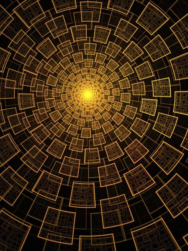 Golden Geometric Vortex Wallpaper - Hypnotic Background Art