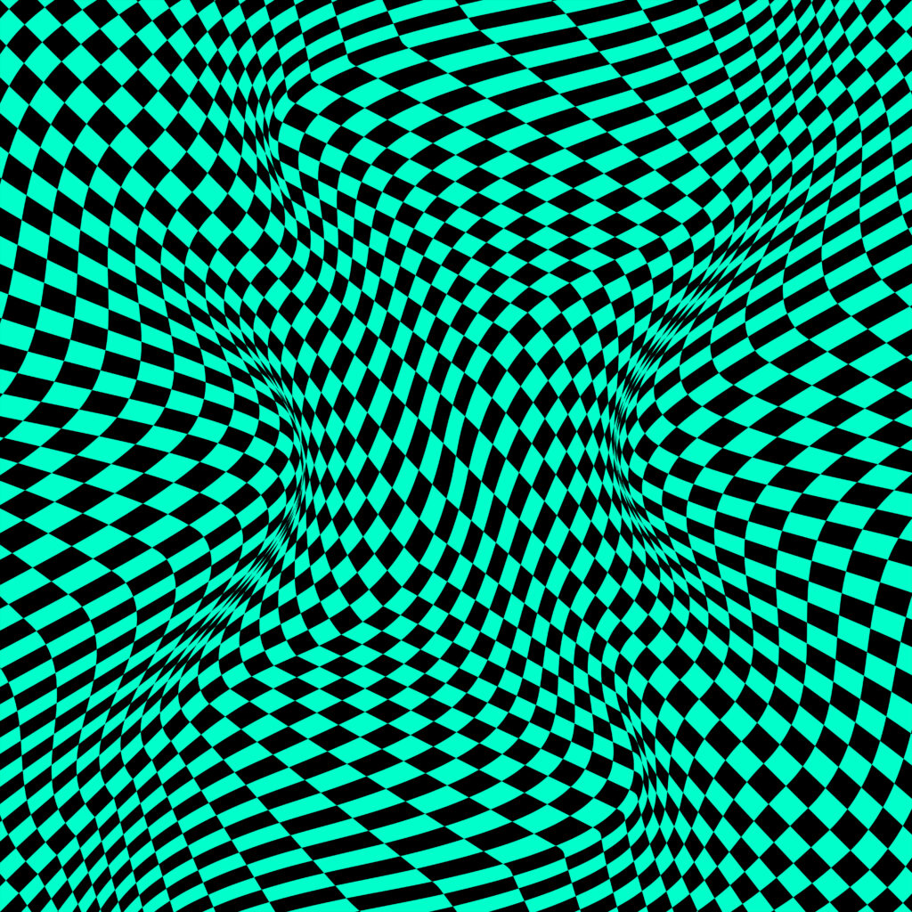 Mesmerizing Abstract Green & Black Square Wallpaper with Distortion