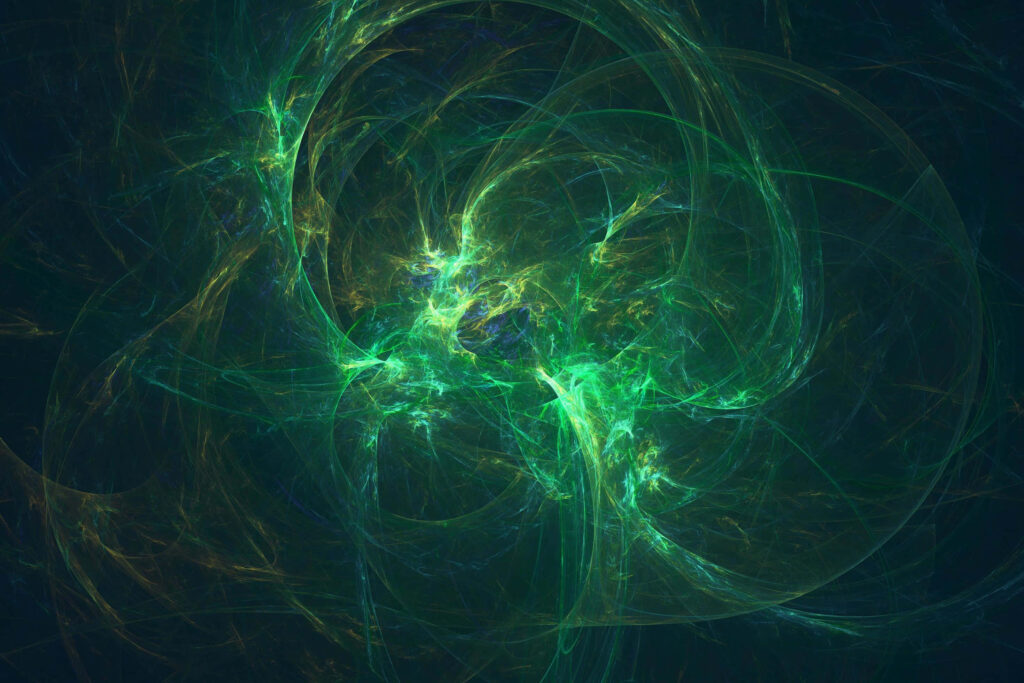 Mesmerizing Green & Blue Abstract Swirling Light Wallpaper