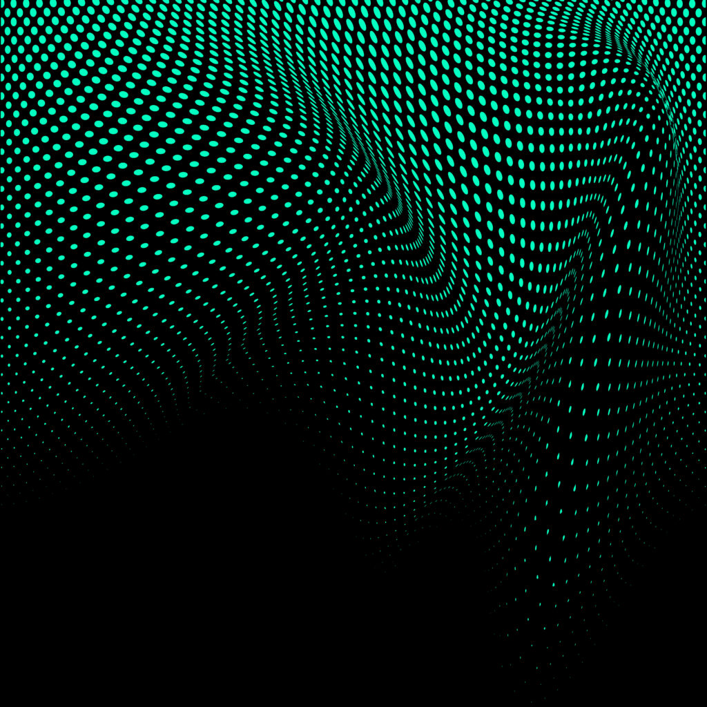 Mesmerizing Green Dot Flowing Pattern Wallpaper on Black Background