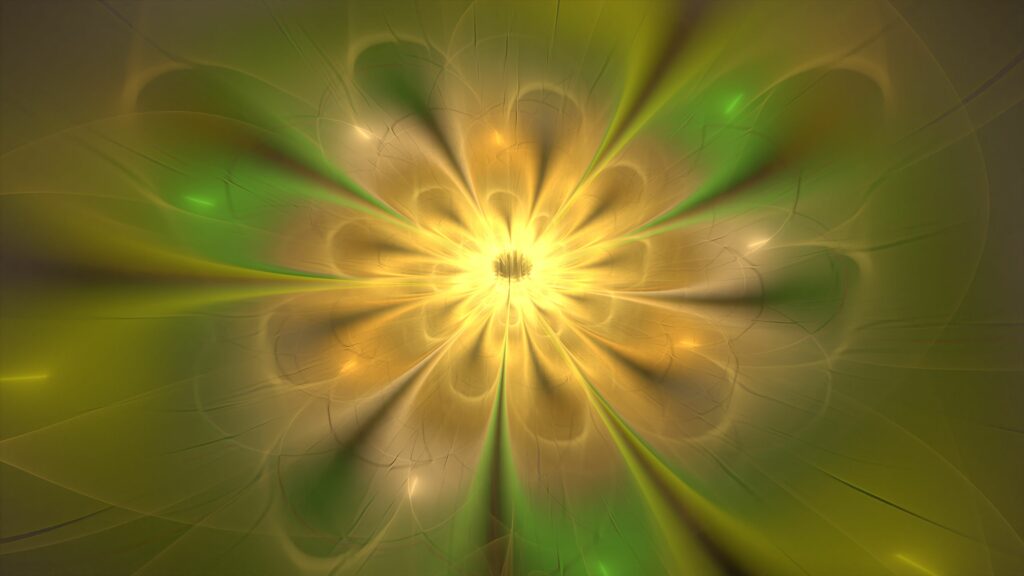 Vibrant Green and Gold Abstract Wallpaper with Glowing Lines