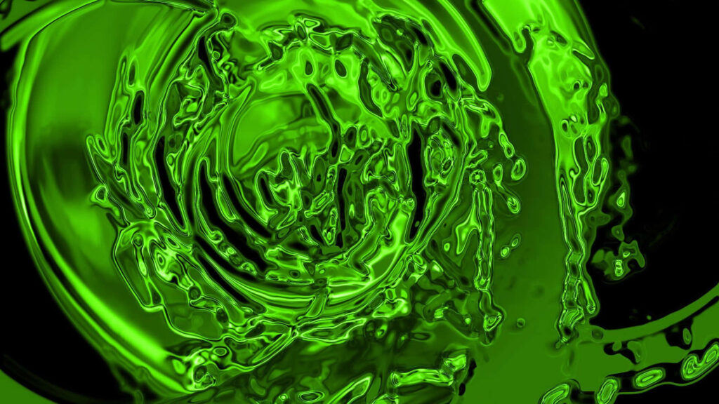 Mesmerizing Green Liquid Texture: Fluid Abstract Wallpaper Background