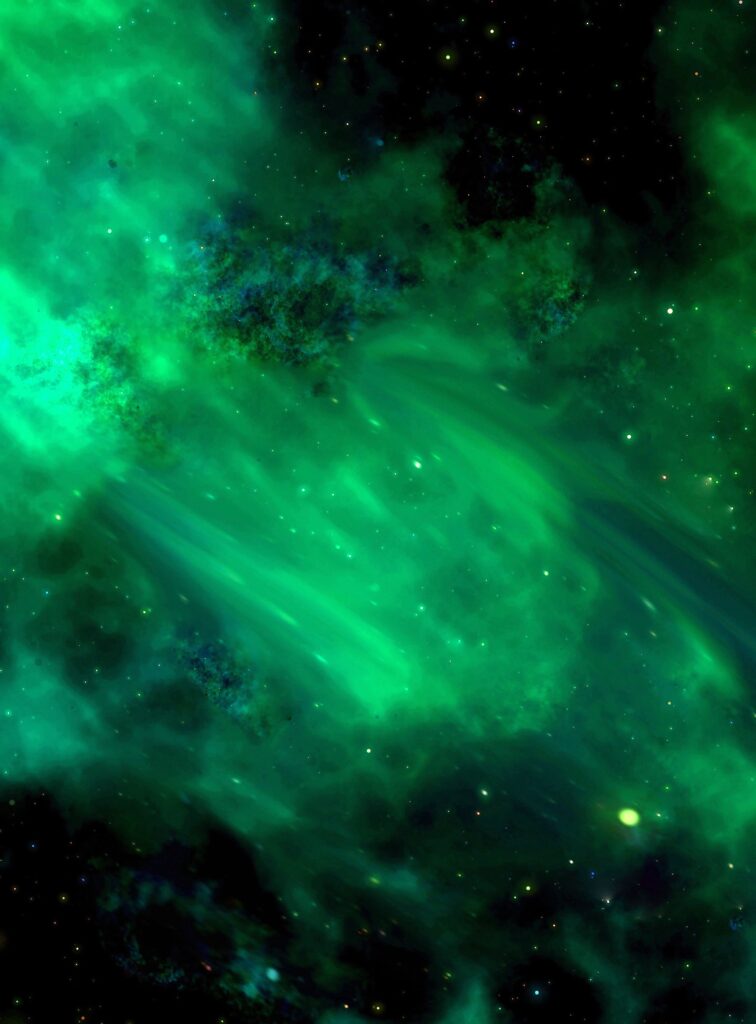Radiant Green Nebula Wallpaper - Serene Outer Space Background