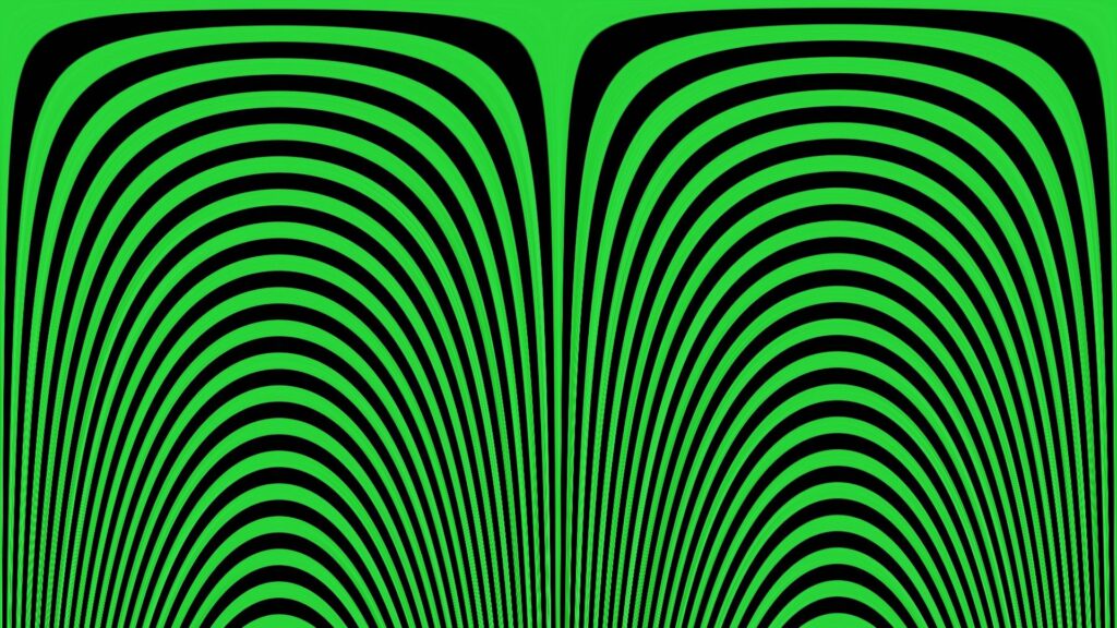 Vibrant Green Optical Illusion Wallpaper with Bold Black Lines