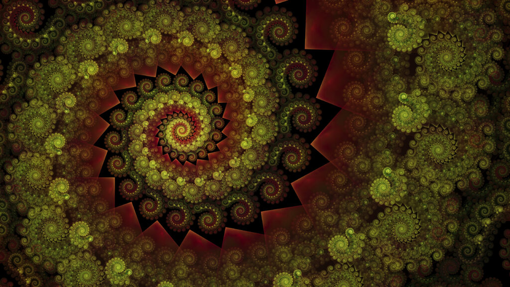 Intricate Green Fractal Spiral Wallpaper - 4800x2700 Abstract Design