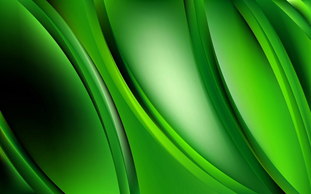 Vibrant Green Undulations: A Captivating 3D Abstract Art Piece Immersed in Waves of Creativity Wallpaper