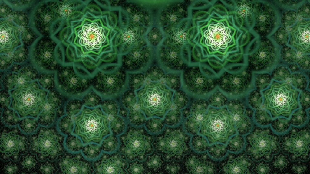 Mesmerizing Green & White Fractal Wallpaper - Hypnotic Background