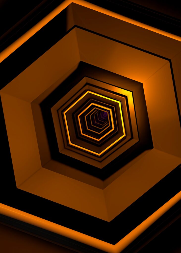 Captivating Hexagonal Tunnel Wallpaper: Warm Depth & Symmetry