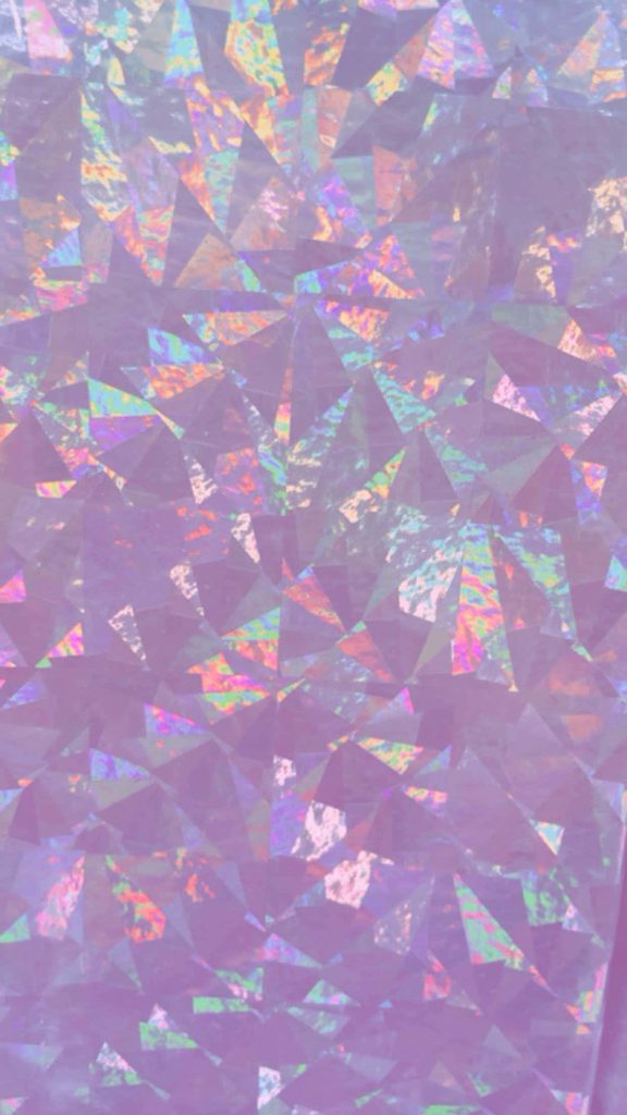 Abstract holographic wallpaper with iridescent geometric triangles on soft purple background
