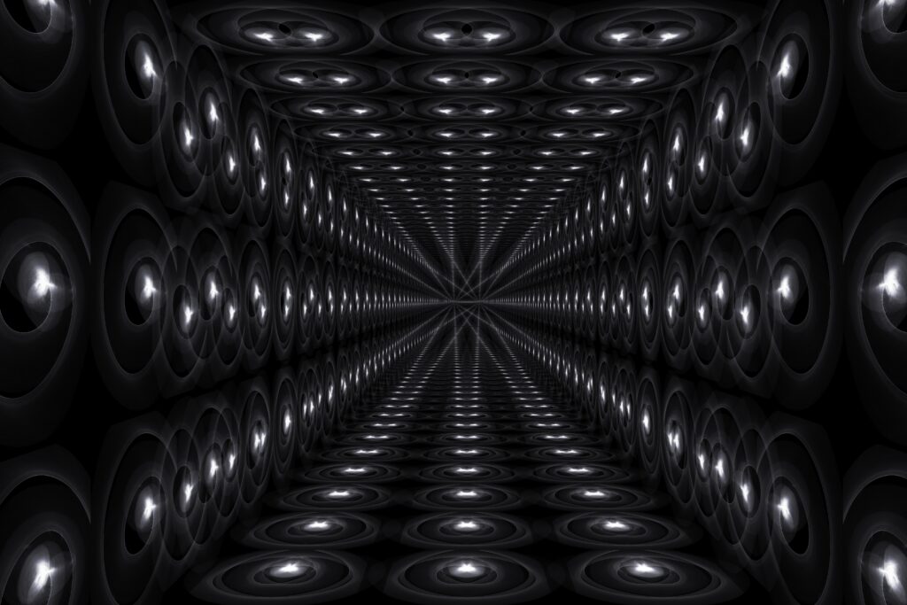 Futuristic Infinite Tunnel Wallpaper with Illuminated Patterns