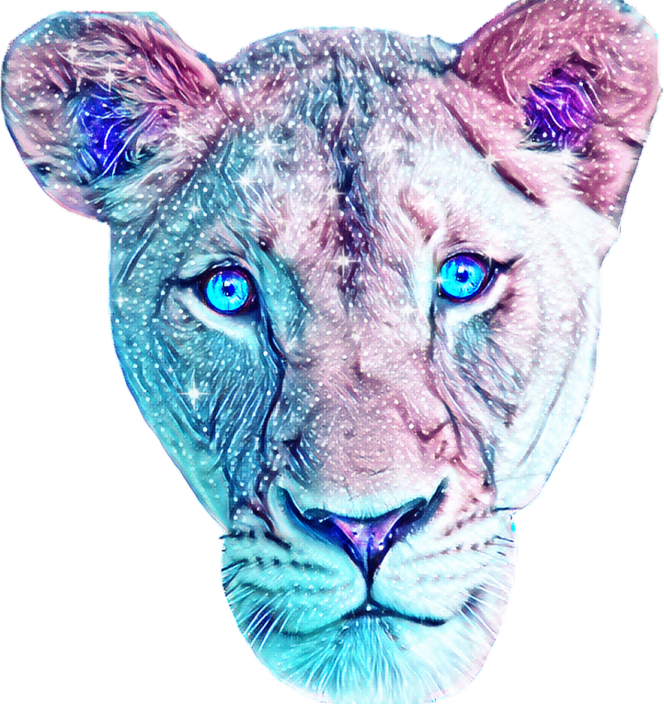 Enchanting Lioness Artwork: Mystical Glow & Striking Blue Eyes Wallpaper