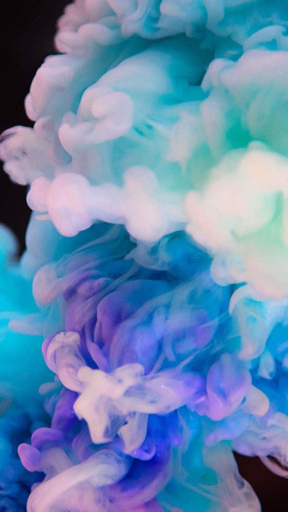 Abstract liquid wallpaper with vibrant blue purple teal ink clouds for iPhone background