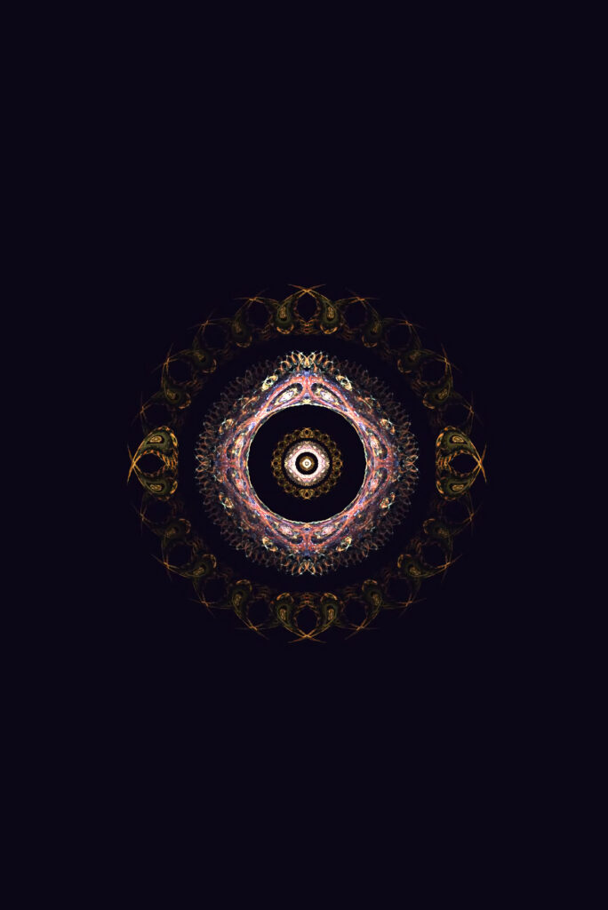 Mesmerizing Mandala Digital Wallpaper - Intricate Fractal Design