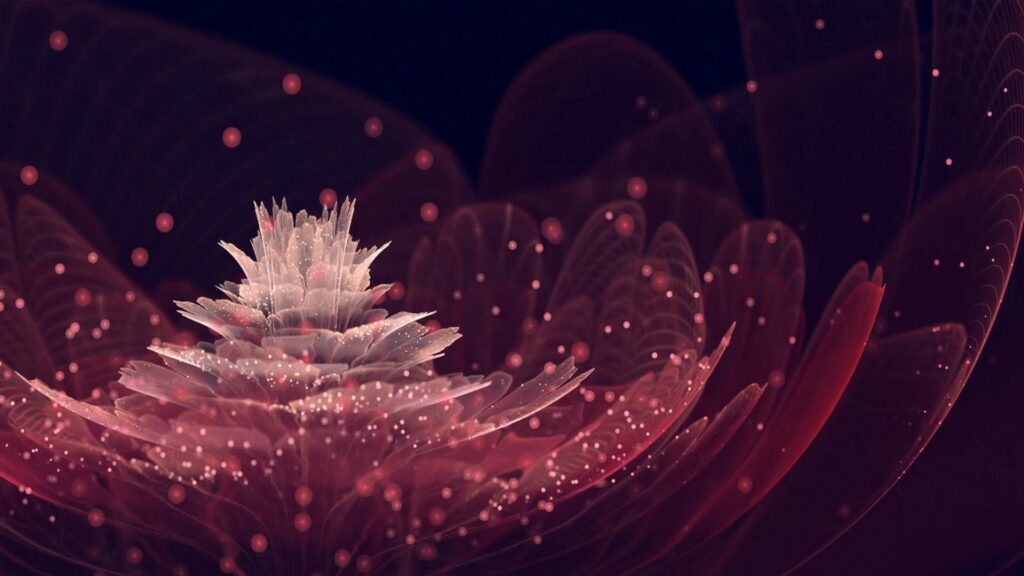 Maroon Magic: Glittering Fractal Flower Abstract HD Wallpaper