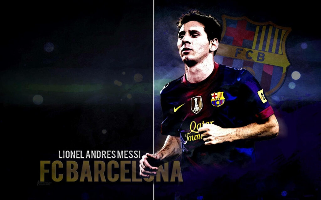 Magnificent Messi Strikes a Pose in Barcelona: A Captivating Desktop Wallpaper