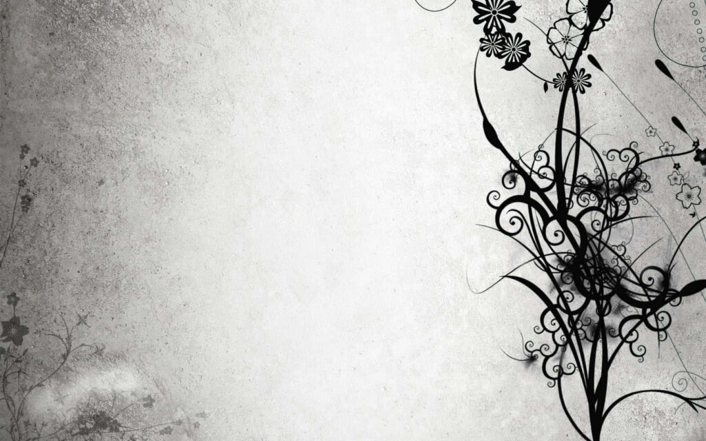 Mesmerizing Monochrome Floral Wallpaper on Textured Grey Background