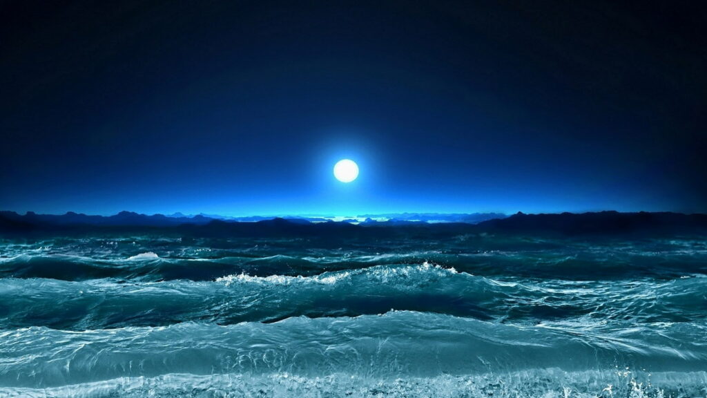 Majestic Moonlit Ocean: A Breathtaking HD Wallpaper