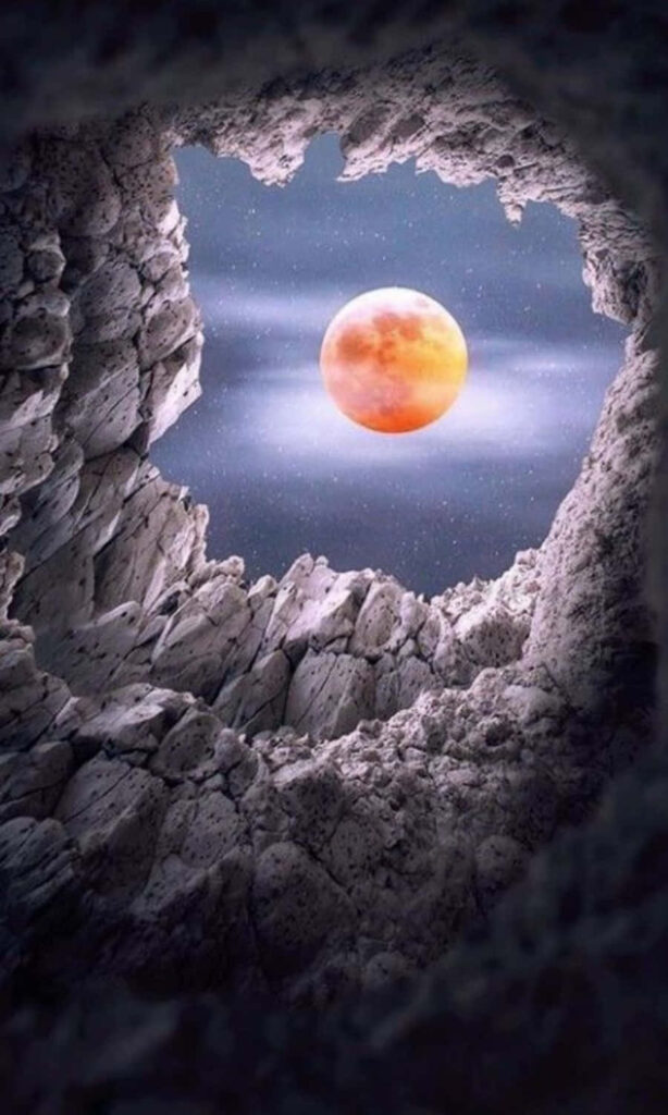 Glowing Moon & Starlit Sky Wallpaper: Breathtaking Natural Scenery