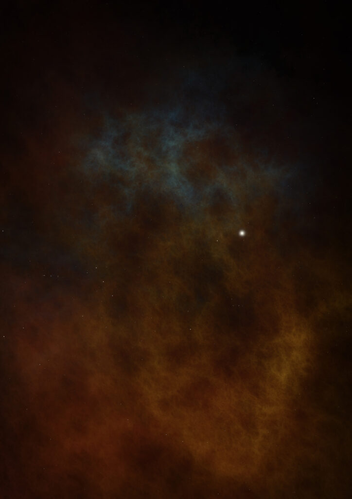 Mesmerizing Nebula Wallpaper: Blue, Amber & Gold Cosmic Design