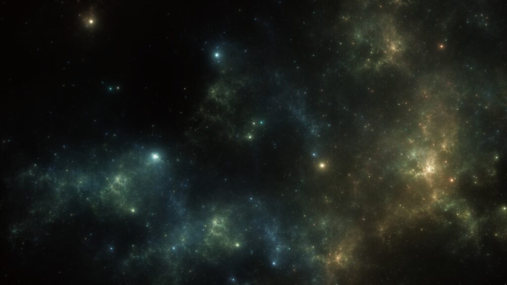 Mesmerizing Nebula Wallpaper: Ethereal Space Background in Green & Gold