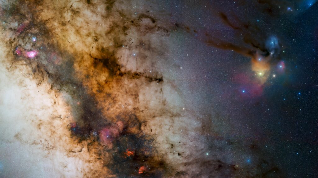 Mesmerizing Nebula Wallpaper: Rich Browns & Starry Galaxy Background