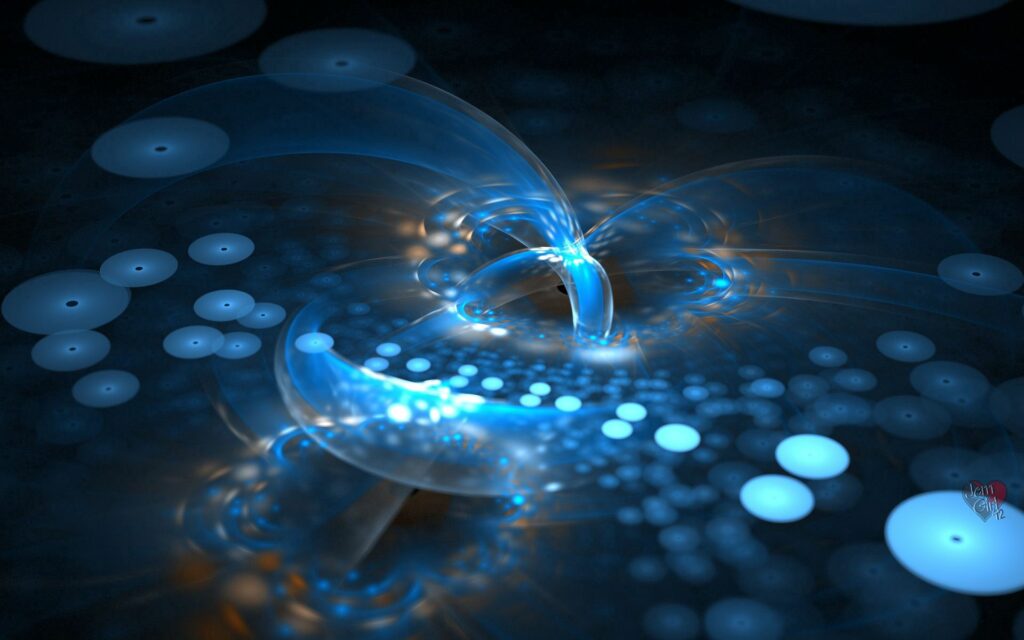 Vibrant Fractal Wallpaper: Neon Blue & Orange Plasma Design 1920x1200