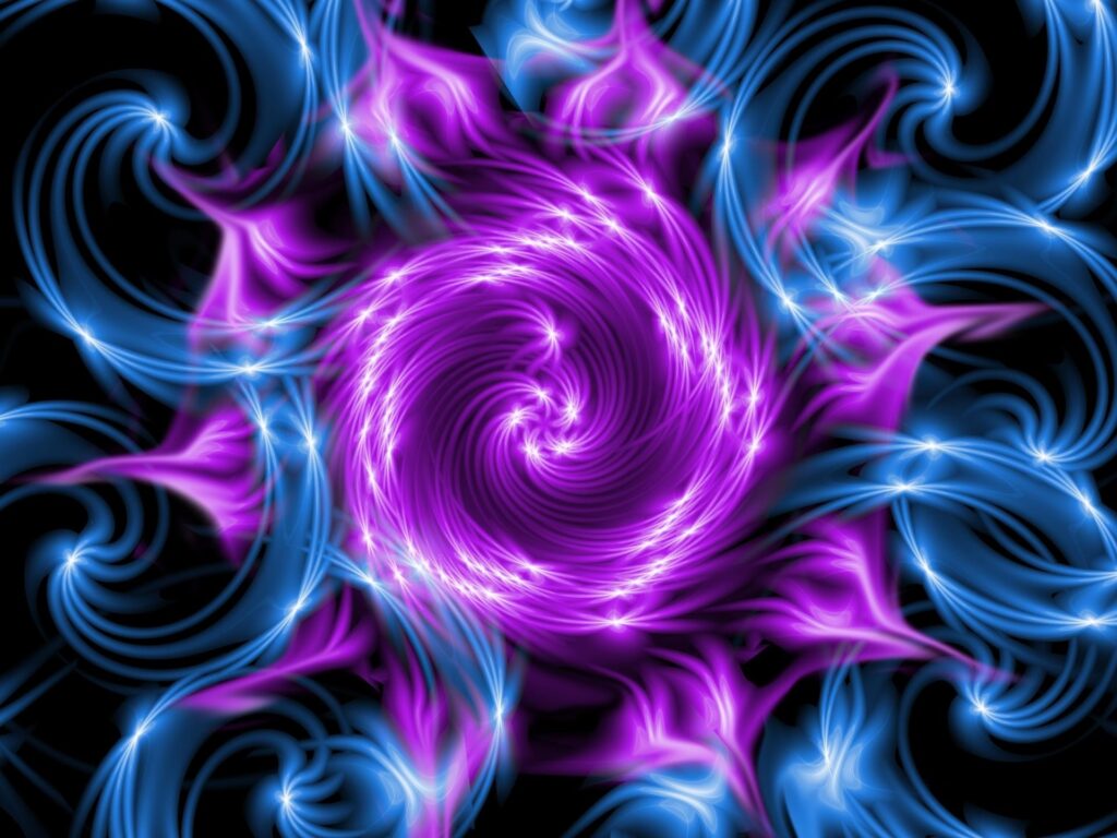 Vibrant Purple and Blue Neon Fractal Wallpaper Background 1920x1440