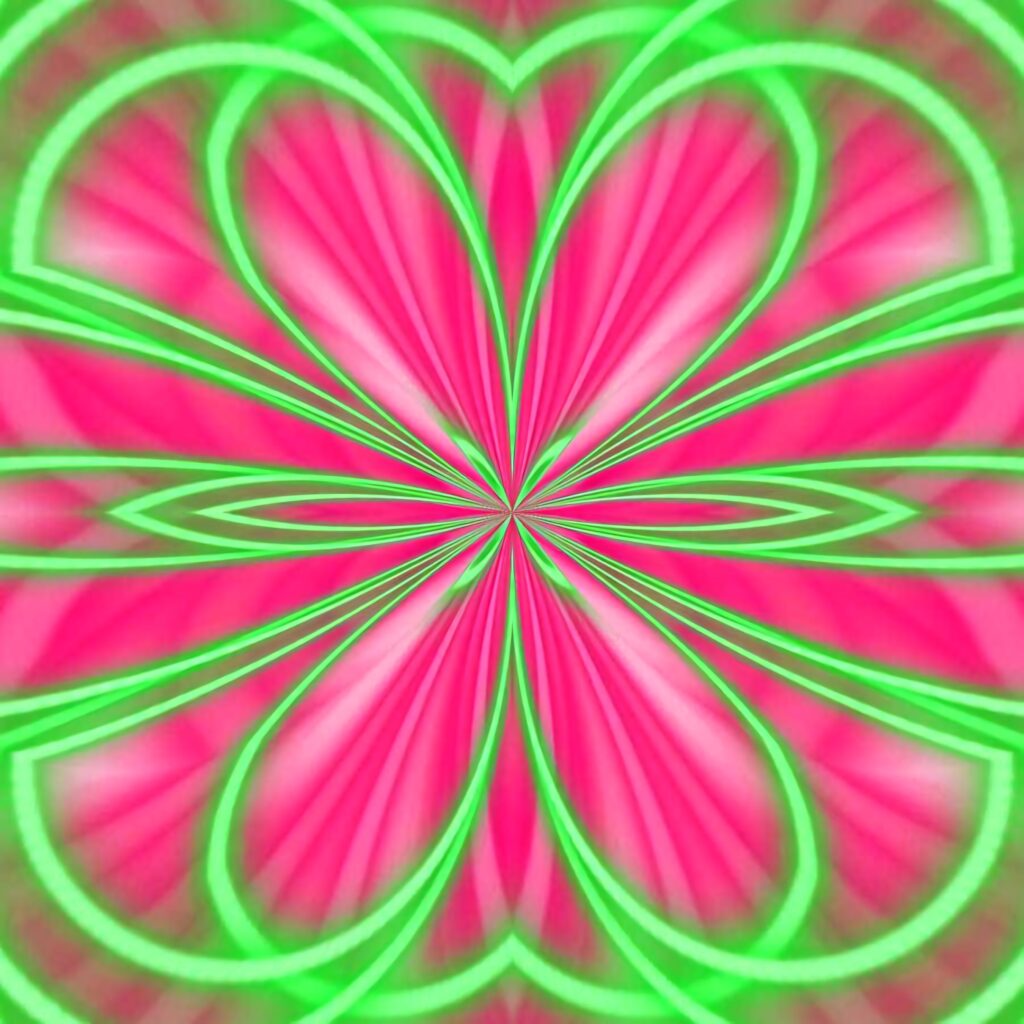 Vibrant Neon Pink and Green Symmetrical Wallpaper Background