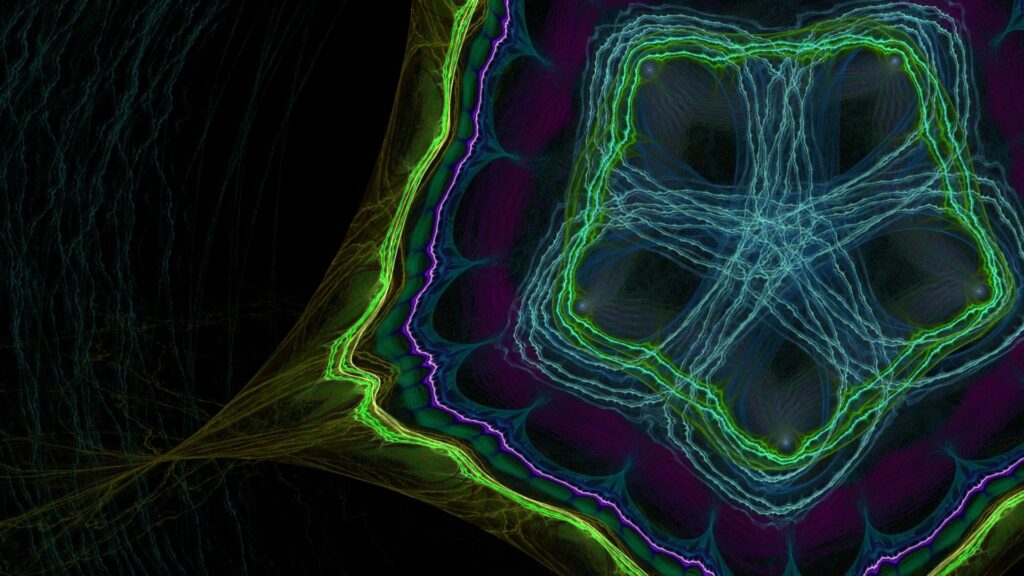 Neon Symmetrical Glowing Pattern Wallpaper in Vibrant Colors - 1920x1080