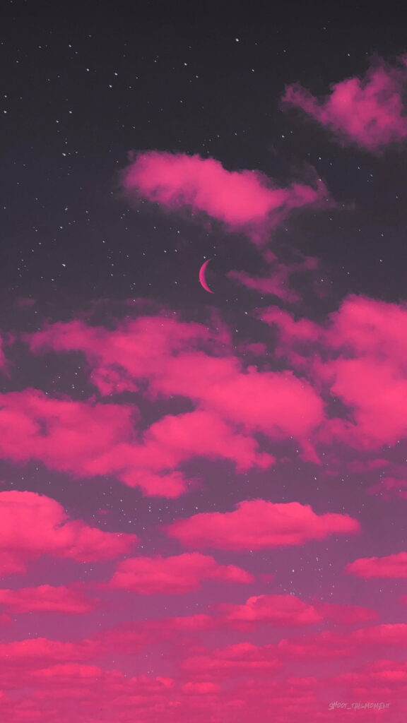 Mesmerizing Night Sky Wallpaper: Soft Pink Clouds & Twinkling Stars