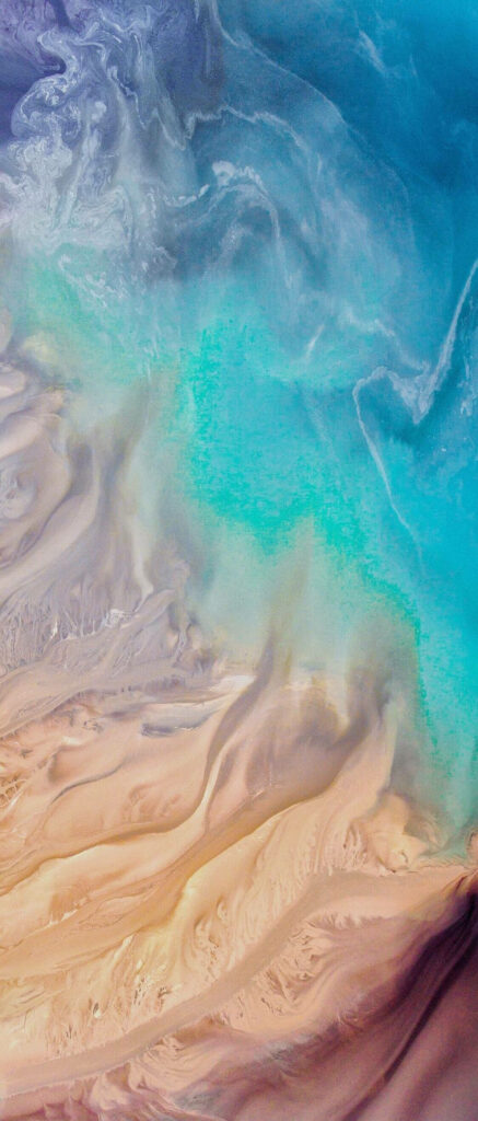 Mesmerizing Oceanic Abstract Wallpaper: Swirling Turquoise & Beige Waves