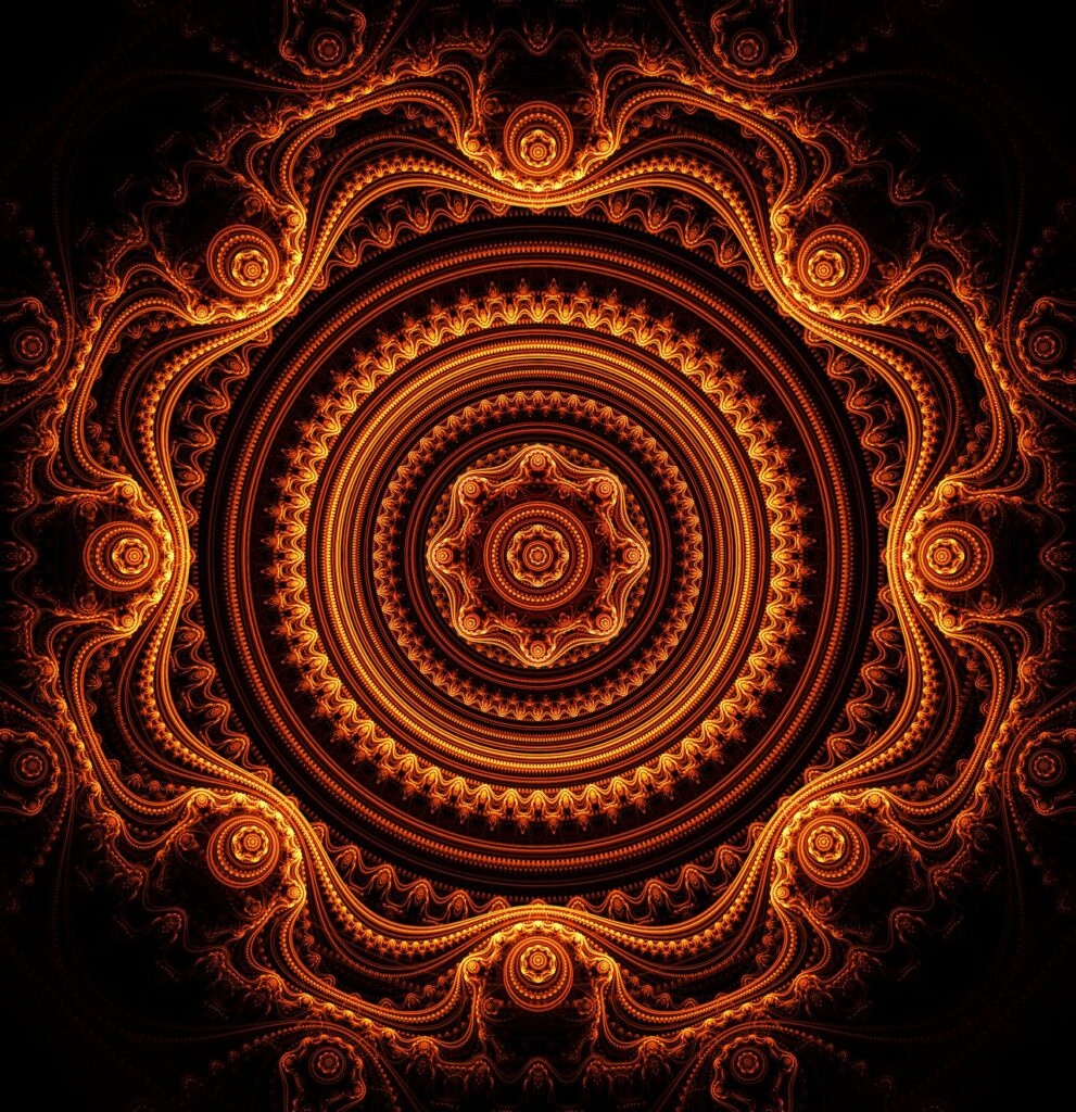 Vibrant Mandala Wallpaper: Intricate Orange & Gold Design Background