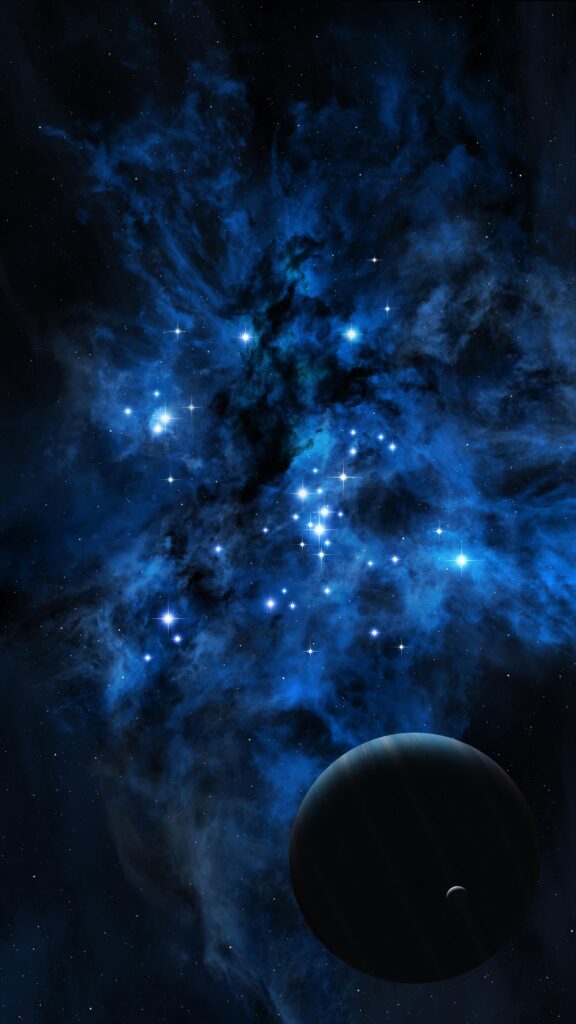 Mesmerizing Outer Space Wallpaper: Glowing Blue Nebula & Stars