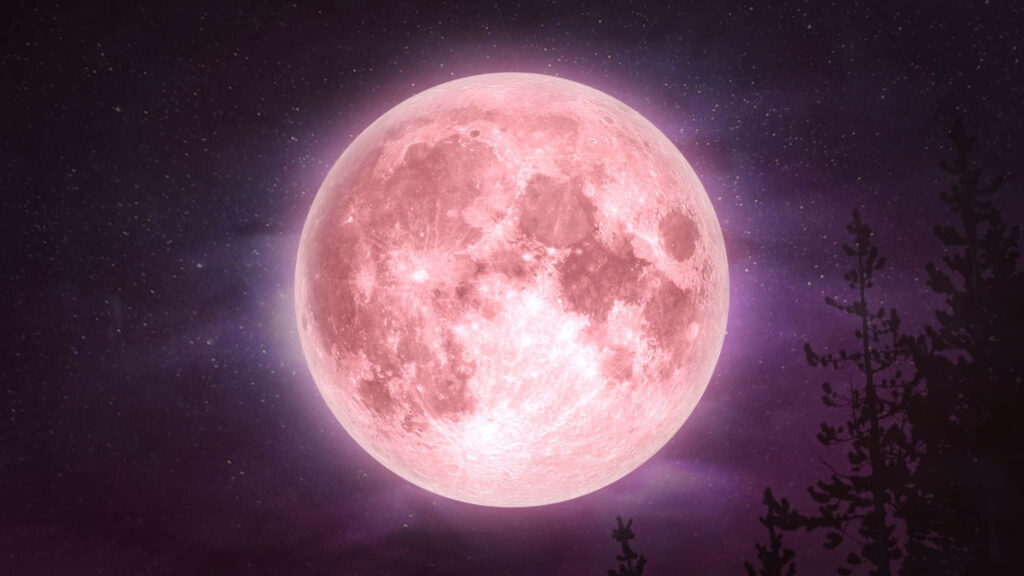 Glowing Pink Moon Wallpaper: Dark Sky & Purple Hues Background