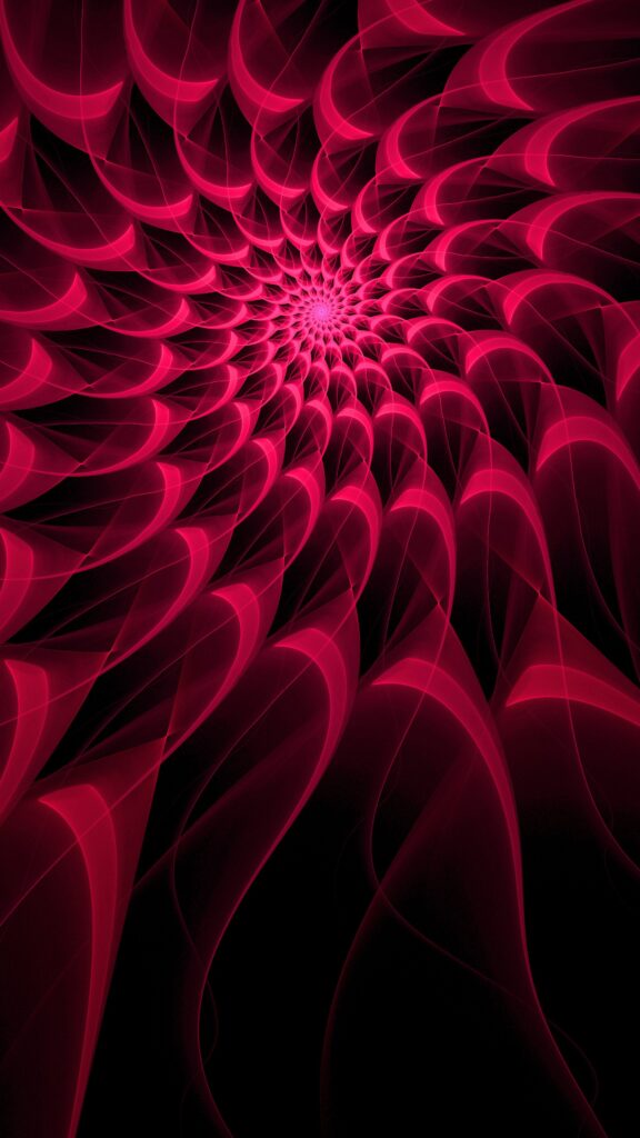 Mesmerizing Spiral Wallpaper: Glowing Pink Fractal Pattern Background