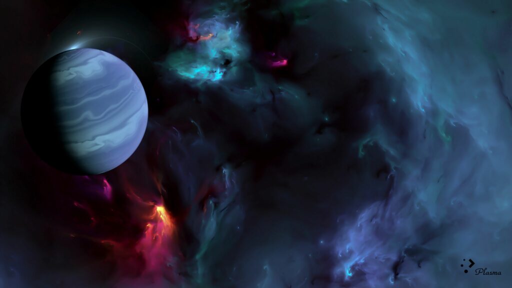 Stunning Cosmic Wallpaper: Planet & Nebula in Vivid Colors