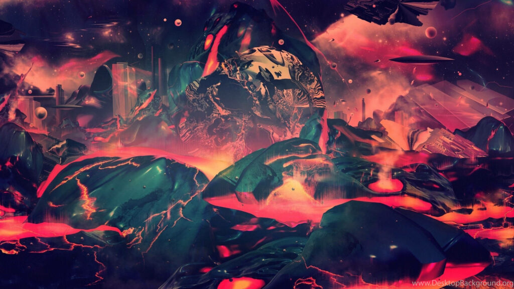 Psychedelic Lava Landscape: Vivid 4K AbstractWallpaper Background