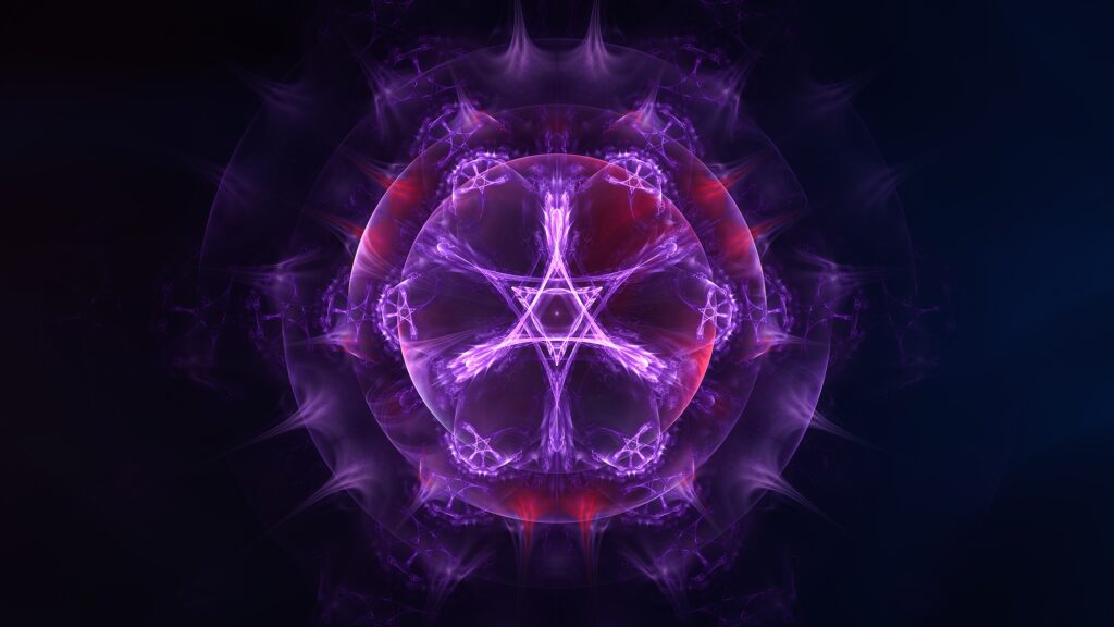 Mesmerizing Purple Fractal Wallpaper with Geometric Design