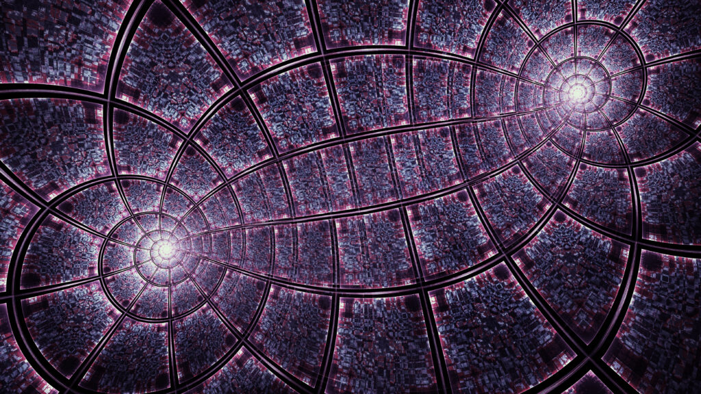 Intricate Purple Fractal Wallpaper: Spirals & Glowing Abstract Design