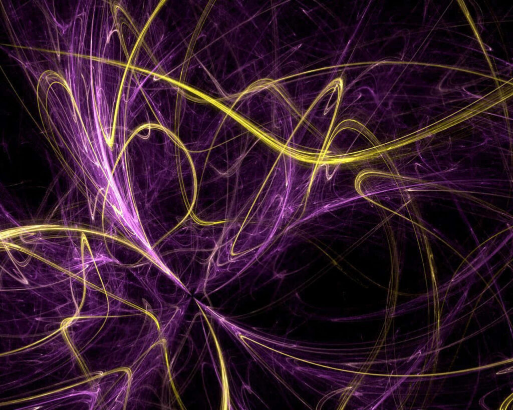 Vibrant Purple and Gold Abstract Wallpaper with Dark Background