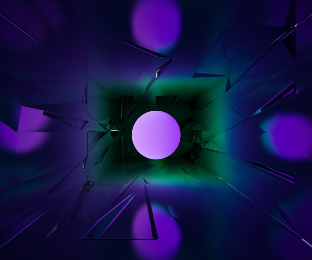Mesmerizing Abstract Geometric Wallpaper in Purple and Green