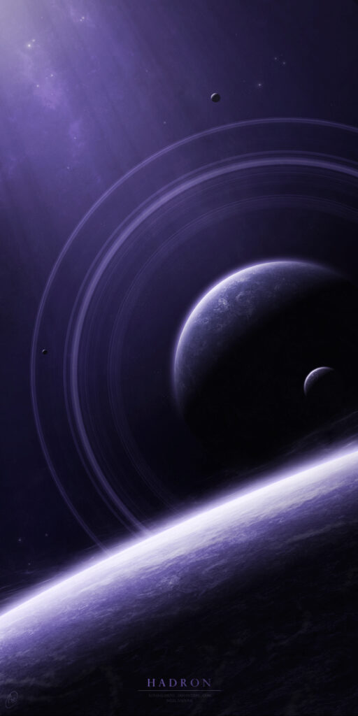 Mesmerizing Purple Space Wallpaper with Planet and Glowing Rings