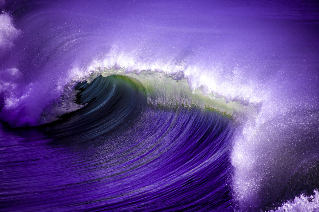 Powerful sea wave with vivid purple background dynamic natural motion artistic wallpaper background