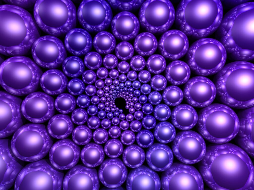 Rotating Purple Spheres Wallpaper: Hypnotic Vortex Background Art