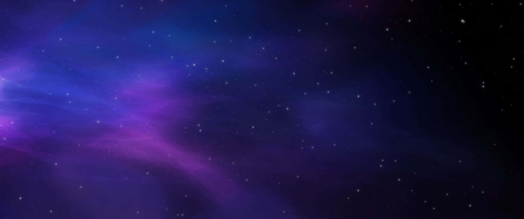 Stunning purple and blue cosmic wallpaper with twinkling stars against a serene space background.